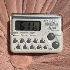 Pampered Chef Silver and White Digital Timer